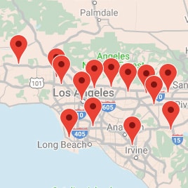 Los Angeles area map with google maps markers